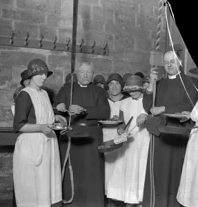 A quaint custom is observed on Shrove Tuesday at Olney Church, Buckinghamshire A quaint custom is observed on Shrove Tuesday at Olney Church, Buckinghamshire