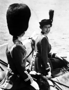 The Queen dressed in her uniform as Colonel-in-Chief of the Coldstream Guards The Queen dressed in her uniform as Colonel-in-Chief of the Coldstream Guards