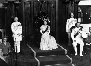 Queen Elizabeth II in the Legislative Council of the New South Wales Parliament in Sydney Queen Elizabeth II in the Legislative Council of the New South Wales Parliament in Sydney