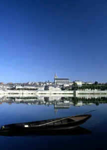A rowing boat on the river at Blois, Loire Valley, France A rowing boat on the river at Blois, Loire Valley, France