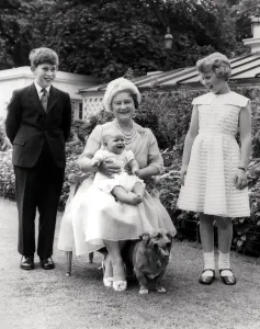The Queen Mother Prints: 60th Birthday Print of Queen Elizabeth, Queen Mother with Grandchildren
