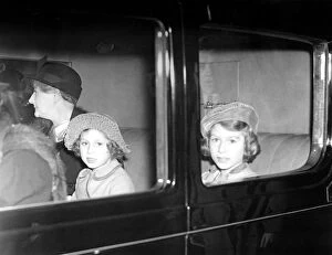 Images Dated 19th April 2002: The royal Princesses Elizabeth and Margaret Rose being driven away from Euston after
