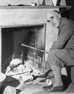 Sir Stephen Tallens gets on with the job of sweeping his chimneys even though he Sir Stephen Tallens gets on with the job of sweeping his chimneys even though he