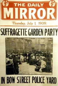 Suffragette Garden Party in Bow Street Police Yard - front cover, The Daily Mirror Suffragette Garden Party in Bow Street Police Yard - front cover, The Daily Mirror