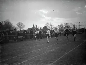 Swanley Horticultural College Sports, 100 yards race. 1938 Swanley Horticultural College Sports, 100 yards race. 1938