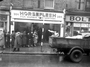 Unable to get their weekend meat rations owing to the transport strike Londoners Unable to get their weekend meat rations owing to the transport strike Londoners