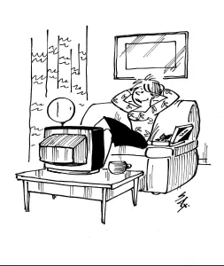 Watching television Usually paying little or no attention to political correctness Watching television Usually paying little or no attention to political correctness