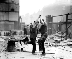 Workmen dance to the newfangled gramophone - 1923 dance / dancing / party season Workmen dance to the newfangled gramophone - 1923 dance / dancing / party season