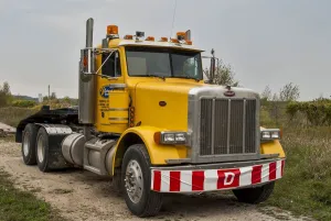 Yellow day cabbed 6x4 semi tracter unit, parked up at Owen Sound Ontario Yellow day cabbed 6x4 semi tracter unit, parked up at Owen Sound Ontario