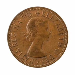 Copper Alloy Pre-decimal One Penny (1d) Coin, England Copper Alloy Pre-decimal One Penny (1d) Coin, England