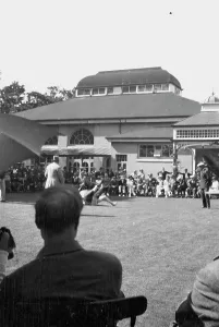Cornish wrestling match, Gyllyngdune Gardens, Falmouth, Cornwall. Around 1930s Cornish wrestling match, Gyllyngdune Gardens, Falmouth, Cornwall. Around 1930s