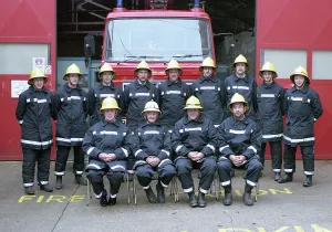 Firefighters, Lostwithiel, Cornwall. September 1991 Firefighters, Lostwithiel, Cornwall. September 1991