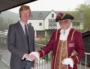 Fowey Town Crier, Trago Mills, near Liskeard, Cornwall. March 1993 Fowey Town Crier, Trago Mills, near Liskeard, Cornwall. March 1993
