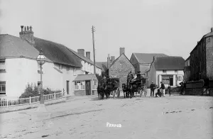 Horse buses in The Square, Probus, Cornwall. Early 1900s Horse buses in The Square, Probus, Cornwall. Early 1900s