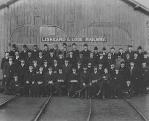 Liskeard and Looe Railway Staff, Wagon Repair Works, Moorswater, Liskeard, Cornwall. December 1908 Liskeard and Looe Railway Staff, Wagon Repair Works, Moorswater, Liskeard, Cornwall. December 1908
