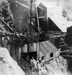 The third Royal Party descends the inclined shaft, Botallack Mine, St Just in Penwith The third Royal Party descends the inclined shaft, Botallack Mine, St Just in Penwith