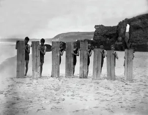 Surfers on the beach, Perranporth, Perranzabuloe, Cornwall. 1920s Surfers on the beach, Perranporth, Perranzabuloe, Cornwall. 1920s