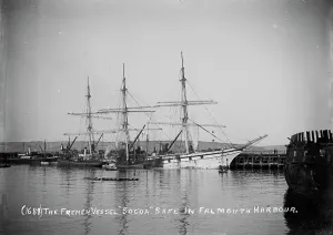 The three-masted French ship Socoa in Falmouth Harbour, Cornwall. 1906 The three-masted French ship Socoa in Falmouth Harbour, Cornwall. 1906