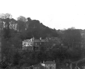 View of Goonvrea House with Cliff House below, Perranarworthal, Cornwall. December 1924 View of Goonvrea House with Cliff House below, Perranarworthal, Cornwall. December 1924