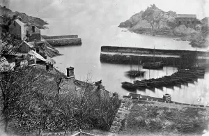 View of harbour, Polperro, Cornwall. Probably 1860s-1870s View of harbour, Polperro, Cornwall. Probably 1860s-1870s