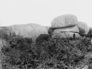 A view of huge granite boulders near Luxulyan Valley, Cornwall. 1909 A view of huge granite boulders near Luxulyan Valley, Cornwall. 1909