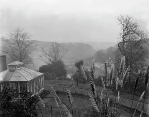 View from the terrace at Goonvrea House, Perranarworthal, Cornwall. December 1924 View from the terrace at Goonvrea House, Perranarworthal, Cornwall. December 1924
