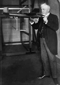 Print of Gustave Eiffel in his research laboratory