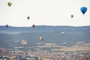 Hot-air balloons fly during the 21th European Balloon Festival in Igualada, near Hot-air balloons fly during the 21th European Balloon Festival in Igualada, near