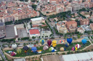 Hot-air balloons are inflated on ground during the 21th European Balloon Festival in Igualada Hot-air balloons are inflated on ground during the 21th European Balloon Festival in Igualada