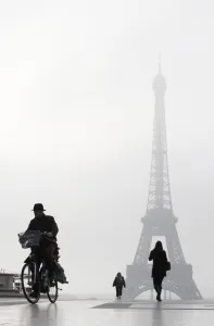 Man Rides a Bicycle Esplanade Du Trocadero Man Rides a Bicycle Esplanade Du Trocadero