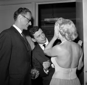 Marilyn Monroe Joking with Arthur Miller and Yves Montand Marilyn Monroe Joking with Arthur Miller and Yves Montand