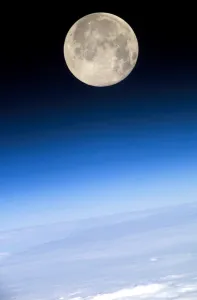 Full Moon; view above Earths horizon and airglow Full Moon; view above Earths horizon and airglow