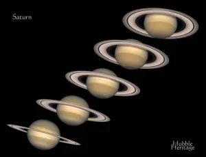 A Hubble Space Telescope print of Saturn's rings