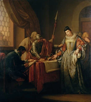 The Abdication of Mary Queen of Scots (1542-87) in 1568, c. 1765-73 (oil on canvas)