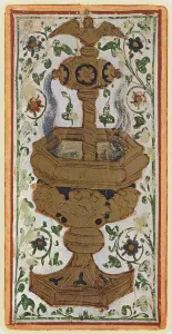 The Ace of Cups, facsimile of a tarot card from the Visconti deck The Ace of Cups, facsimile of a tarot card from the Visconti deck