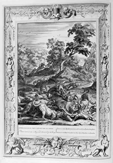 Acteon devoured by hunting hounds (engraving) Acteon devoured by hunting hounds (engraving)