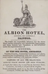 Advertisement for the Albion Hotel, Bangor, North Wales (engraving) Advertisement for the Albion Hotel, Bangor, North Wales (engraving)
