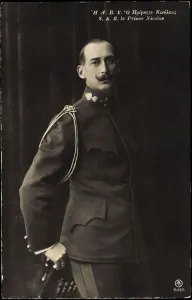 Ak Prince Nicolas of Greece, uniform, stand portrait (b/w photo) Ak Prince Nicolas of Greece, uniform, stand portrait (b/w photo)