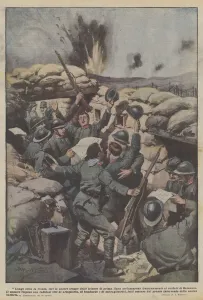 All along the front, yesterday our front-line trench troops cheered... (colour litho) All along the front, yesterday our front-line trench troops cheered... (colour litho)