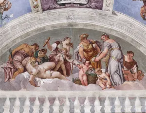 Allegories of Winter and Spring (Vulcan and Venus), Southern Wall, lunette above the Door to the Crociera Room Allegories of Winter and Spring (Vulcan and Venus), Southern Wall, lunette above the Door to the Crociera Room