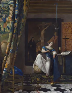 Allegory of Faith - Painting by Johannes Vermeer (Vermeer de Delft) (1632-1675) Allegory of Faith - Painting by Johannes Vermeer (Vermeer de Delft) (1632-1675)