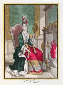 Allegory of Winter, late 17th century (coloured engraving) Allegory of Winter, late 17th century (coloured engraving)