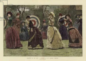 Amazons of the Bow: A Sketch at an Archery Meeting (coloured engraving) Amazons of the Bow: A Sketch at an Archery Meeting (coloured engraving)