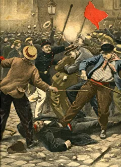 Anarchy in Paris, illustration from Le Petit Journal, 3rd September 1899 (colour litho) Anarchy in Paris, illustration from Le Petit Journal, 3rd September 1899 (colour litho)