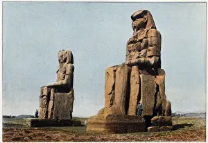 Ancient Egypt: the Colossus of Memnon to Thebes. End of 19th century Ancient Egypt: the Colossus of Memnon to Thebes. End of 19th century