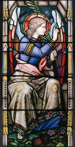 Angel, detail from The Three Marys at The Tomb, 1865 (stained glass) Angel, detail from The Three Marys at The Tomb, 1865 (stained glass)