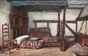 Anne Hathaway's cottage, bedroom (colour litho) Anne Hathaway's cottage, bedroom (colour litho)