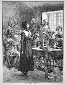 Anne Hutchinson on trial for offending the Puritan clergy in Massachusetts (litho) Anne Hutchinson on trial for offending the Puritan clergy in Massachusetts (litho)