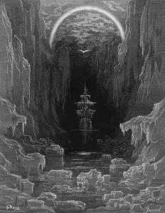 The appearance of the albatross to lead the marooned ship out of the frozen seas of Antartica The appearance of the albatross to lead the marooned ship out of the frozen seas of Antartica