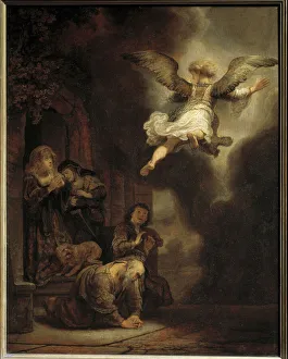 The Archangel Gabriel leaving the family of Tobias. 1637 (oil on wood) The Archangel Gabriel leaving the family of Tobias. 1637 (oil on wood)